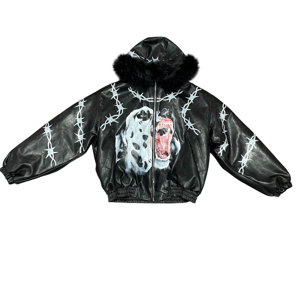 Fur Leather Bomber Jacket