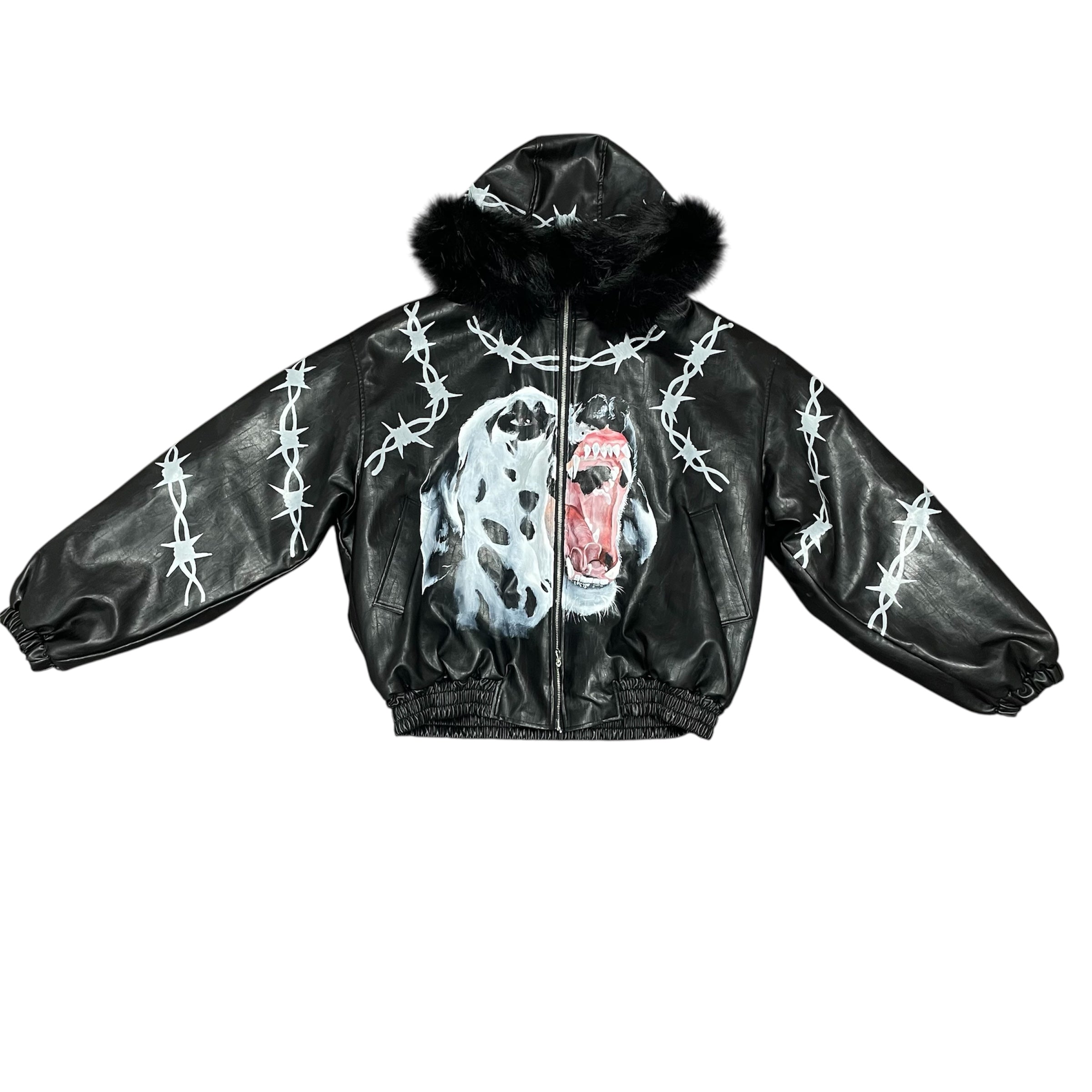 Fur Leather Bomber Jacket