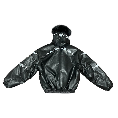 Fur Leather Bomber Jacket