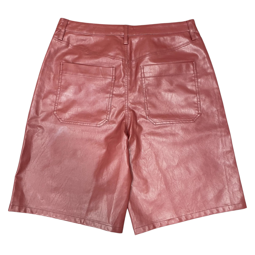 grey spiked wire Leather 3/4 Shorts