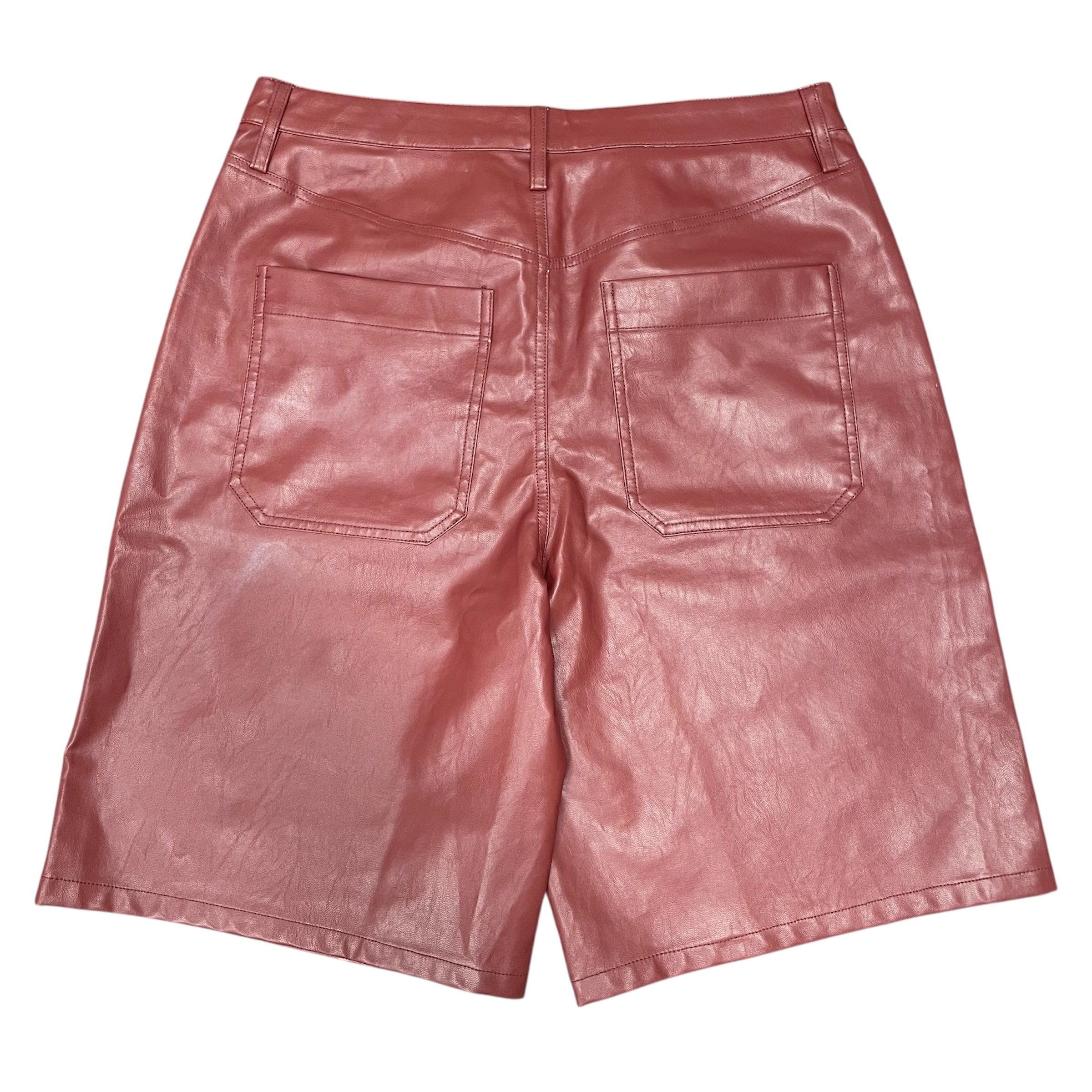 grey spiked wire Leather 3/4 Shorts